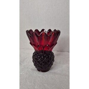 VTG  Amberina Pineapple Candlestick Holder Indiana Glass Cadmium  Glows